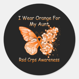Schmetterling Ich trage Orange für meine Tante RSD Runder Aufkleber