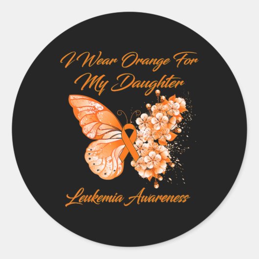 Schmetterling Ich trage Orange für meine Tochter L Runder Aufkleber (Vorderseite)