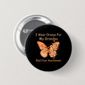 Schmetterling Ich trage Orange für meinen Großvate Button (Vorne & Hinten)