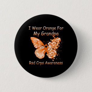 Schmetterling Ich trage Orange für meinen Großvate Button