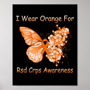 Schmetterling Ich trage Orange für RSD CRPS Sensib Poster