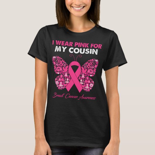Schmetterling Ich trage Rosa für meinen Cousin Bru T-Shirt (Vorderseite)