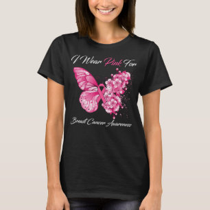 Schmetterling Ich trage Rosa wegen Brustkrebs T-Shirt