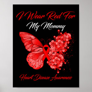 Schmetterling Ich trage Rot für die Herzkrankheit Poster