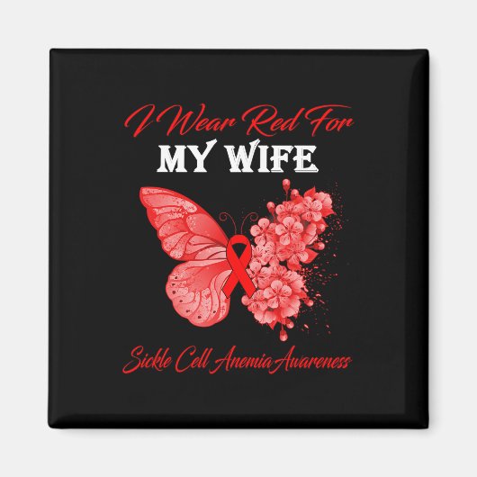 Schmetterling Ich trage Rot für meine Ehefrau Sich Magnet (Vorne)