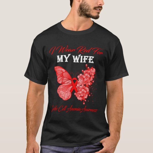 Schmetterling Ich trage Rot für meine Ehefrau Sich T-Shirt (Vorderseite)