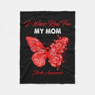 Schmetterling ich trage Rot für meine Mama Stroke Fleecedecke