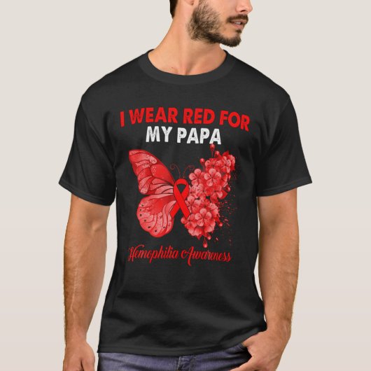 Schmetterling ich trage Rot für meine Papa Hemophi T-Shirt (Vorderseite)
