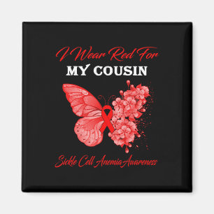 Schmetterling Ich trage Rot für meinen Cousin Sich Magnet