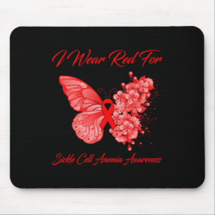 Schmetterling Ich trage Rot für Sichelzellanämie A Mousepad
