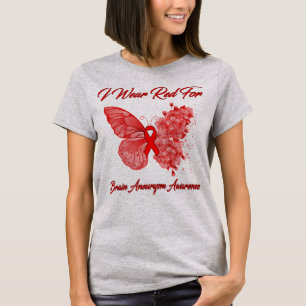 Schmetterling Ich trage Rot wegen Gehirnaneurysma  T-Shirt