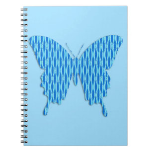 Schmetterling im abstrakten Druck - in Blautönen Notizblock