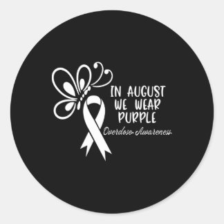 Schmetterling im August Wir tragen Lila Überdosier Runder Aufkleber