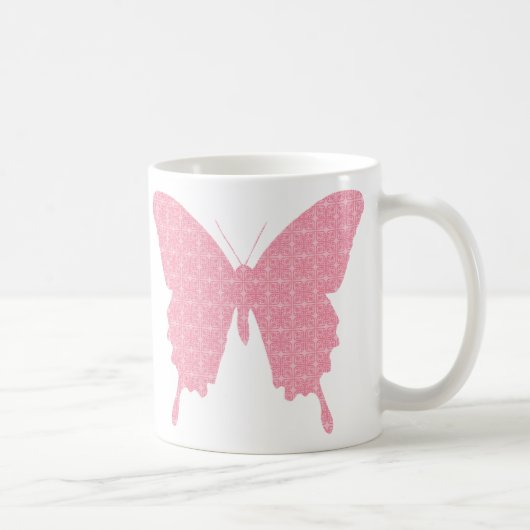 Schmetterling im Hintergrundbild - hellrosa Kaffeetasse (Rechts)