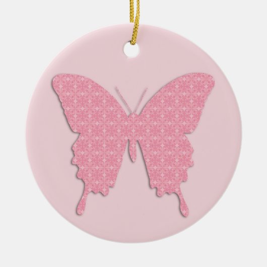 Schmetterling im Hintergrundbild - hellrosa Keramikornament (Vorne)