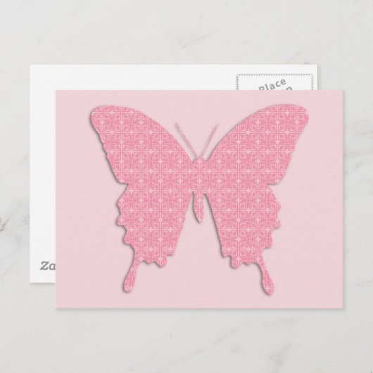 Schmetterling im Hintergrundbild - hellrosa Postkarte (Vorne/Hinten)