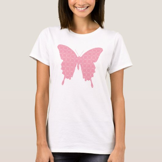 Schmetterling im Hintergrundbild - hellrosa T-Shirt (Vorderseite)