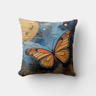 Schmetterling im nächtlichen Himmelsgemälde Kissen