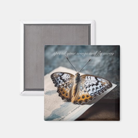 Schmetterling im offenen Buch Magnet (Vorderseite/Rückseite)