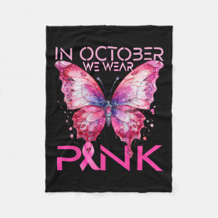 Schmetterling im Oktober tragen wir rosa Brustkreb Fleecedecke