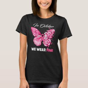 Schmetterling im Oktober tragen wir rosa Brustkreb T-Shirt