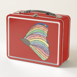 Schmetterling im Regenbogen-Mosaik auf Metall-Lunc Metall Brotdose