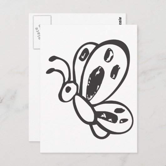 Schmetterling im Schwarz-Weiß-Bild Postkarte (Vorne/Hinten)
