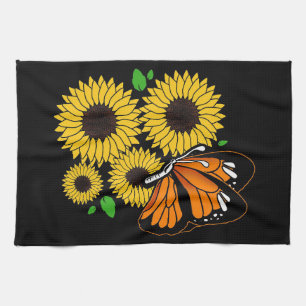 Schmetterling im Sonnenblumengarten Geschirrtuch