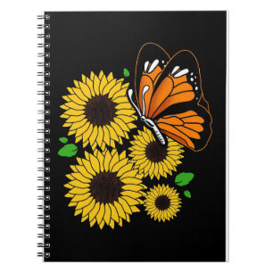 Schmetterling im Sonnenblumengarten Notizblock