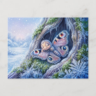 Schmetterling im Winterschlaf, bedeckt mit Frostkr Postkarte