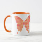 Schmetterling in abstrakten Druckfarben - Orangetö Tasse (Links)