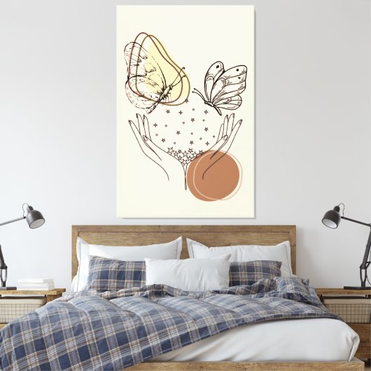 Schmetterling in Beige und Brown Leinwanddruck (Insitu (Schlafzimmer))