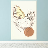 Schmetterling in Beige und Brown Leinwanddruck (Insitu (Holzboden))