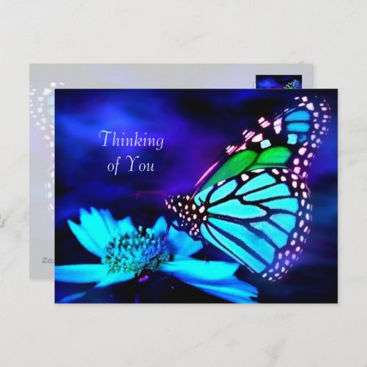 Schmetterling in blauem Licht - Denken Sie an Ihre Postkarte (Vorne/Hinten)