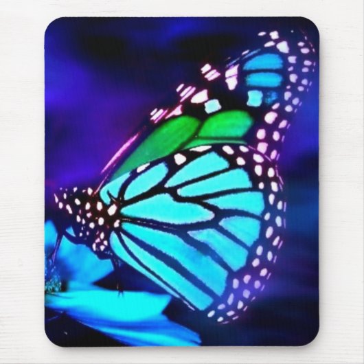 Schmetterling in blauem Licht Mousepad (Vorne)