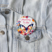 Schmetterling in Blume Girl's Baby Shower Mama zu  Button (Beispiel)