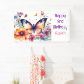 Schmetterling in Blume Girl's Geburtstagskind Banner (Insitu)