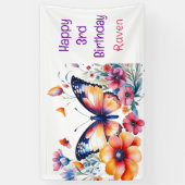 Schmetterling in Blume Girl's Geburtstagskind Banner (Vertikal)