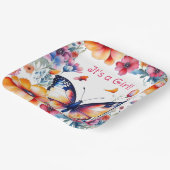 Schmetterling in Blume Mädchendusche Pappteller (Gewinkelt)