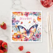 Schmetterling in Blume Mädchendusche Serviette (Beispiel)