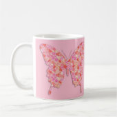 Schmetterling in Blume - rosa, orange Kaffeetasse (Links)