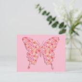 Schmetterling in Blume - rosa, orange Postkarte (Stehend Vorderseite)