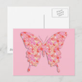 Schmetterling in Blume - rosa, orange Postkarte (Vorne/Hinten)