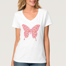 Schmetterling in Blume - rosa, orange T-Shirt