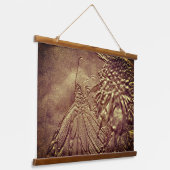 Schmetterling in brauner Natur Wandteppich Mit Holzrahmen (Gewinkelt)