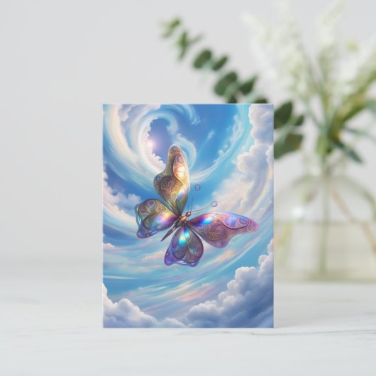 Schmetterling in den Wolken Postkarte (Stehend Vorderseite)