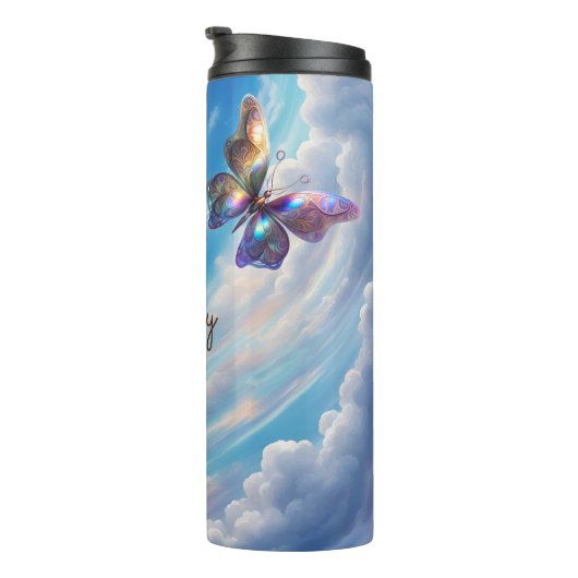 Schmetterling in den Wolken Thermosbecher (Nach rechts gedreht)