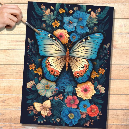 Schmetterling in Florals 1 Dekopapier Seidenpapier