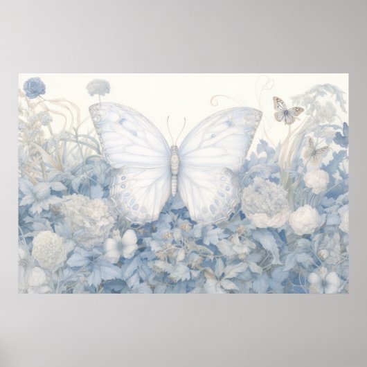 Schmetterling in Gartenbildern Poster (Vorne)