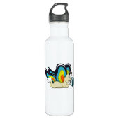 Schmetterling in Reading mit Buch Edelstahlflasche (Vorderseite)